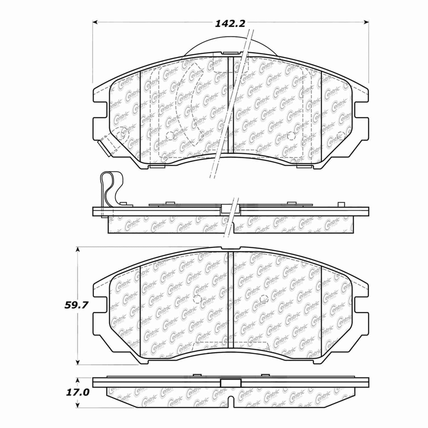 Centric Parts Disc Brake Pad Set Semi-Metallic with Shims for 2004-2008 Hyundai Tiburon 102.11040
