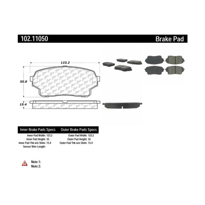 Centric Parts Disc Brake Pad Set Semi-Metallic with Shims for 2004-2006 Suzuki XL-7 102.11050