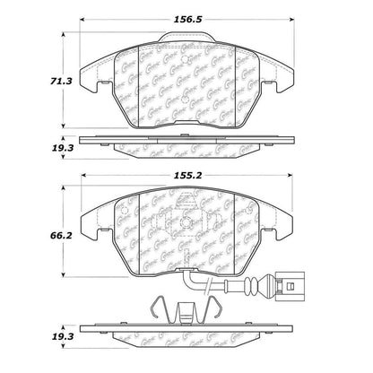 Centric Parts Disc Brake Pad Set Semi-Metallic with Shims for Audi A1 2018-2011, A3 2013-2005, Seat Altea 2012-2010