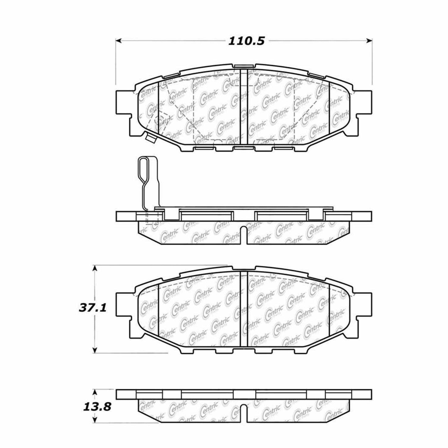 Centric Parts Disc Brake Pad Set Semi-Metallic with Shims for 2013-2023 Subaru & Scion Models 102.11140