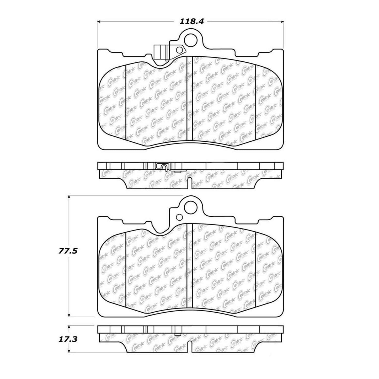 Centric Parts Disc Brake Pad Set Semi-Metallic with Shims for 2006-2022 Lexus GS IS RC 102.11180