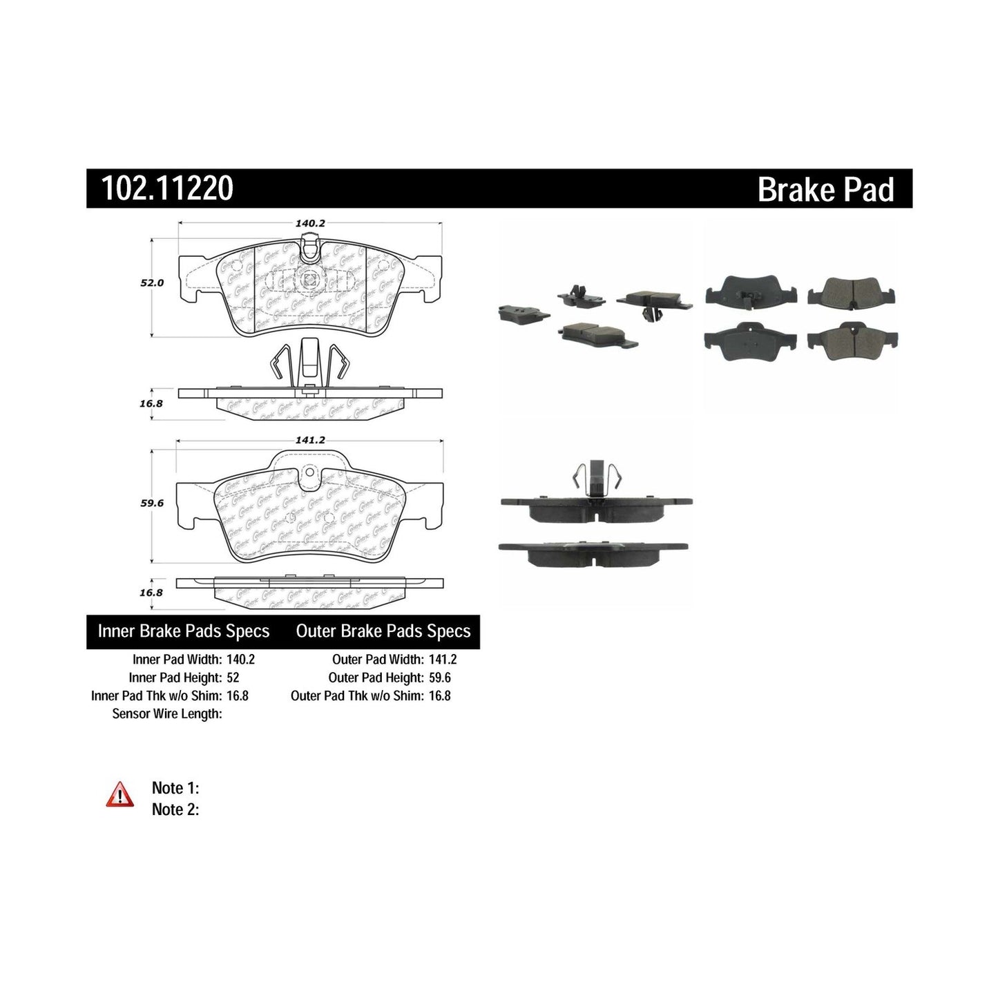 Centric Parts Disc Brake Pad Set C-Tek Semi-Metallic with Shims for 2005-2017 Mercedes-Benz G55 AMG, G65 AMG, GL320-GL550, ML320-ML550, R320-R500 102.11220