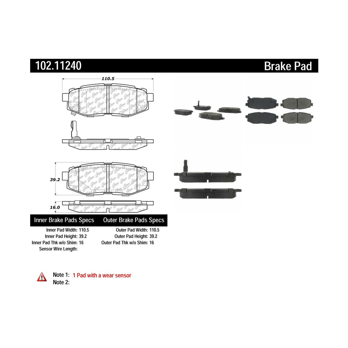 Centric Parts Disc Brake Pad Set Semi-Metallic with Shims for 2006-2020 Subaru Models 102.11240