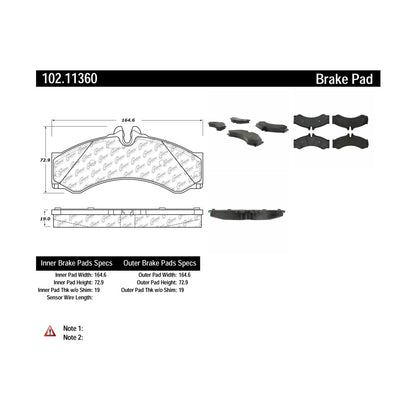 Centric Parts Disc Brake Pad Set Semi-Metallic with Shims for 2003-2006 Dodge Sprinter 2500/3500 and Freightliner Sprinter 2500/3500 102.11360