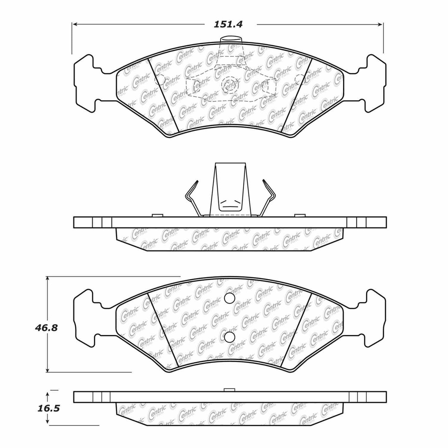 Centric Parts Disc Brake Pad Set Shimmed Semi-Metallic 102.11400