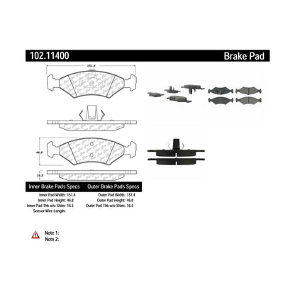 Centric Parts Disc Brake Pad Set Shimmed Semi-Metallic 102.11400