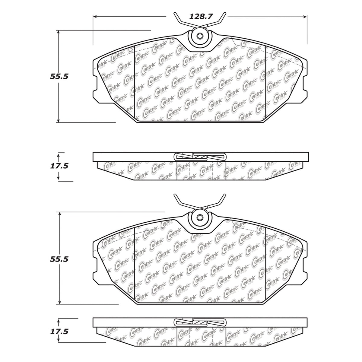 Centric Parts Disc Brake Pad Set Semi-Metallic with Shims for Renault Clio 2002-2006, Megane 2001-2006, Megane 2009-2010, Scenic 2001-2003 102.11450