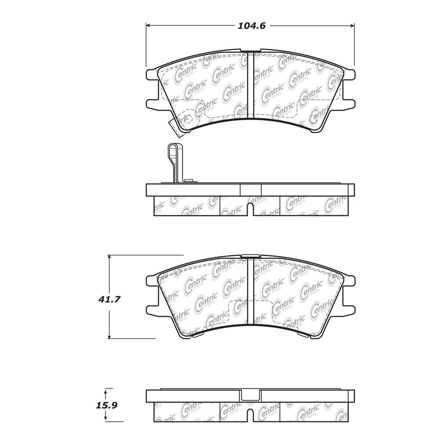 Centric Parts Disc Brake Pad Set Semi-Metallic with Shims for 2001-2003 Dodge Atos 102.11480