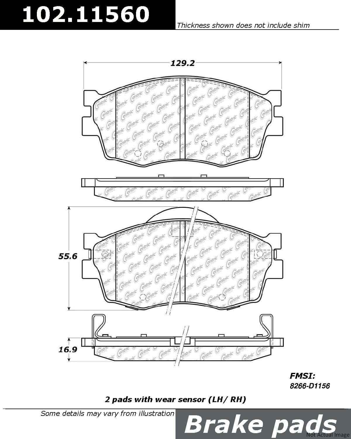Centric Parts Disc Brake Pad Set Semi-Metallic with Shims for 2006-2012 Dodge Attitude 2011-2006 Hyundai Accent 2011-2006 Kia Rio 2011-2006 Rio5 2011-2006 102.11560