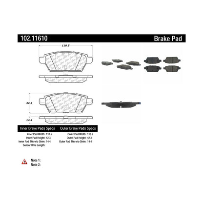 Centric Parts Disc Brake Pad Set Semi-Metallic with Shims for 2006-2012 Ford Fusion, Lincoln MKZ, Mazda 6