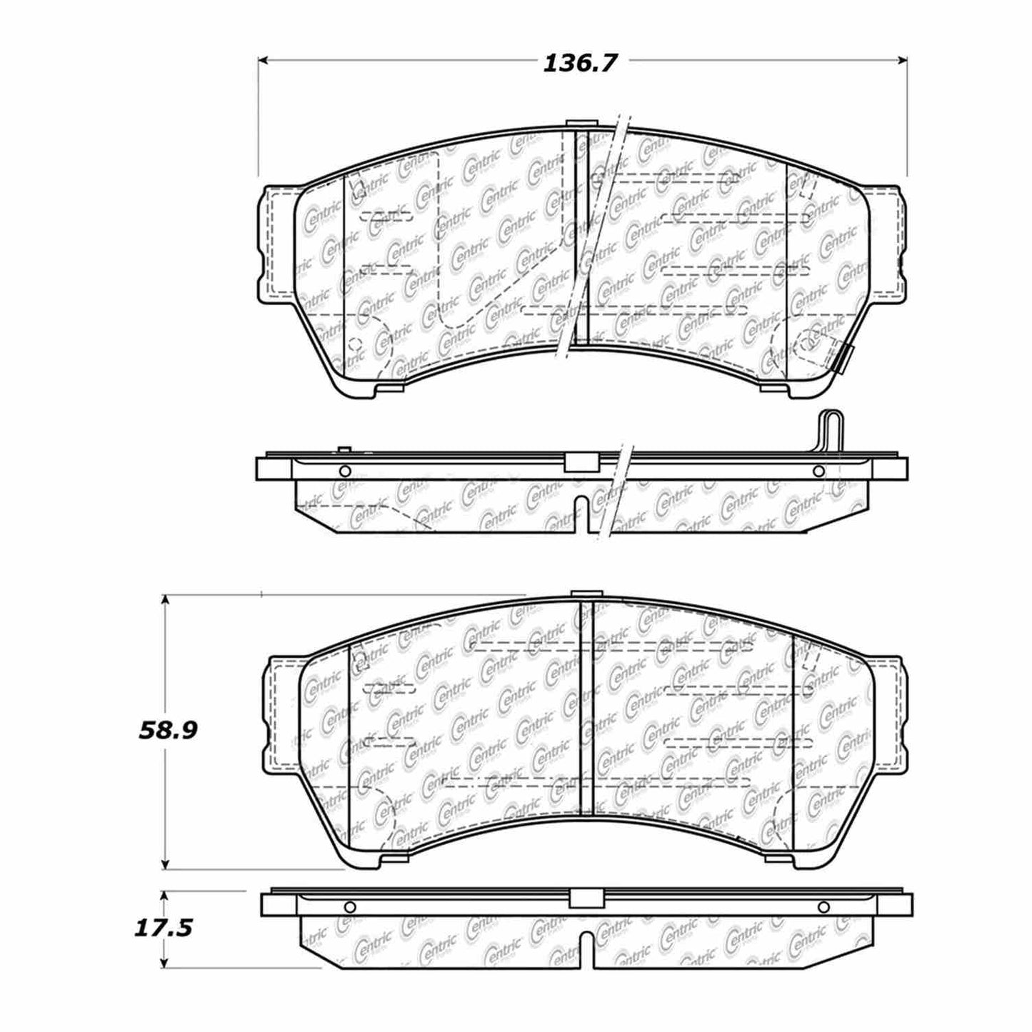 Centric Parts Disc Brake Pad Set Semi-Metallic with Shims for 2006-2012 Ford Fusion Lincoln MKZ Mazda 6 Mercury Milan