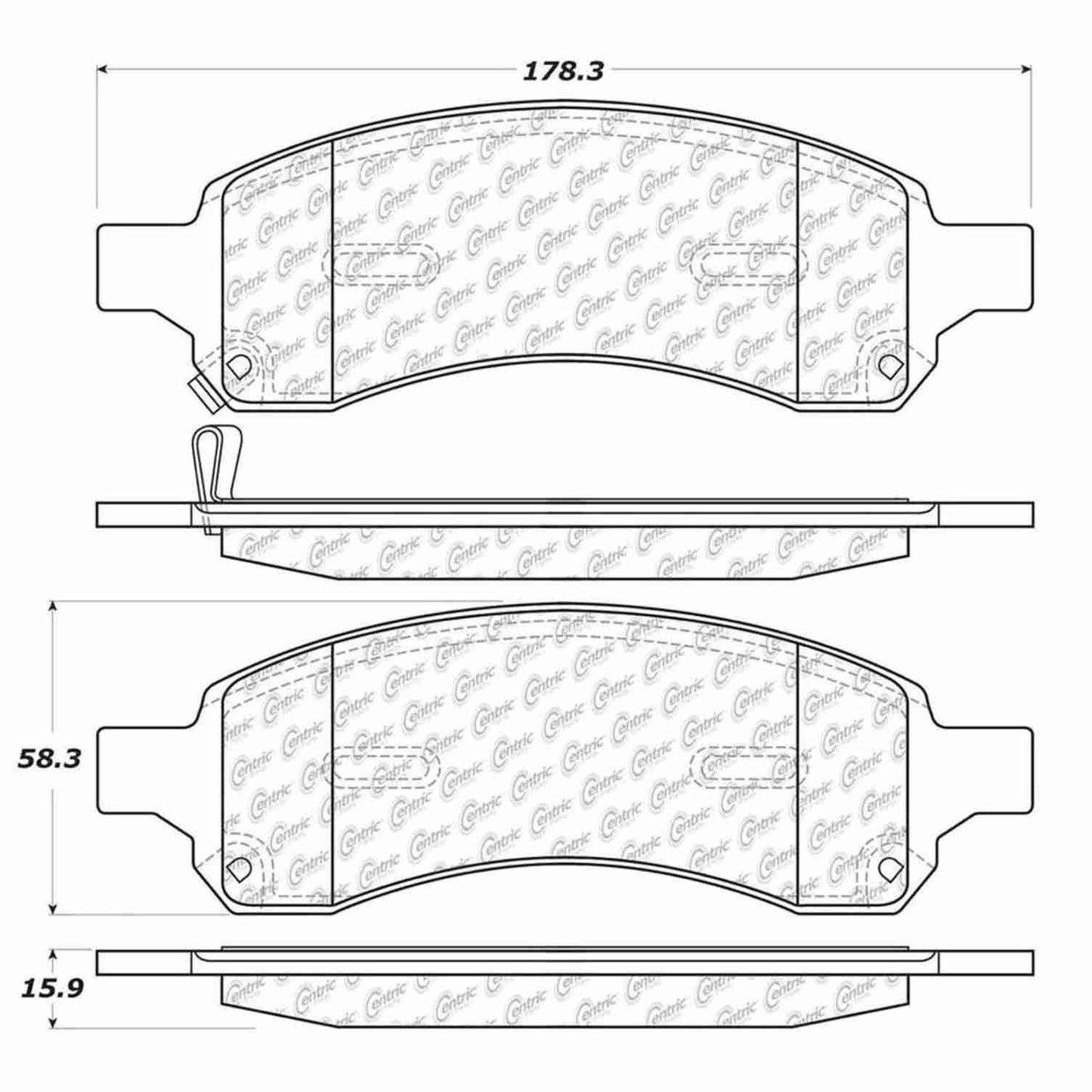 Centric Parts Disc Brake Pad Set Semi-Metallic with Shims for 2008-2017 Buick Enclave, 2017-2009 Chevrolet Traverse, 2017-2007 GMC Acadia 102.11691