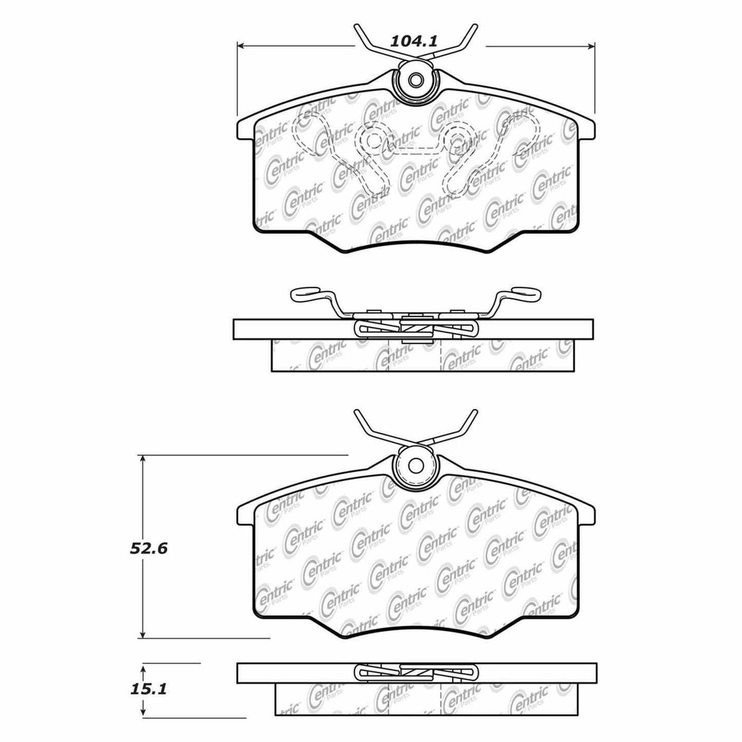 Centric Parts Disc Brake Pad Set Semi-Metallic with Shims for 2003-2009 Chevrolet Pickup and 2000-2010 Volkswagen Pointer Truck 102.11730