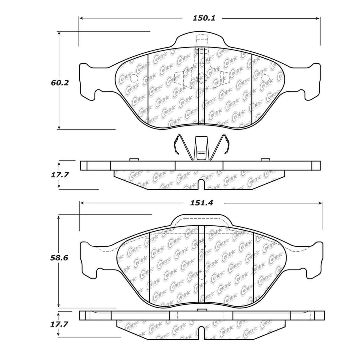 Centric Parts Disc Brake Pad Set Semi-Metallic with Shims for 2004-2012 Ford EcoSport 2005-2009 Fiesta 102.11750