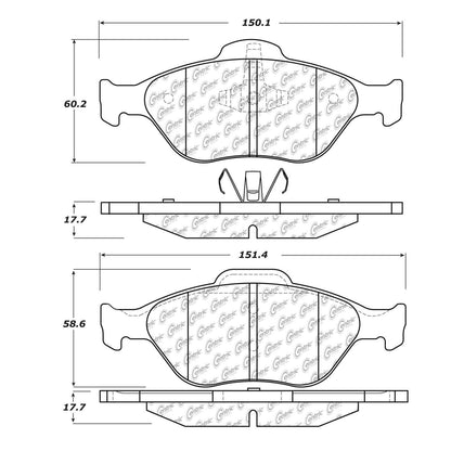 Centric Parts Disc Brake Pad Set Semi-Metallic with Shims for 2004-2012 Ford EcoSport 2005-2009 Fiesta 102.11750