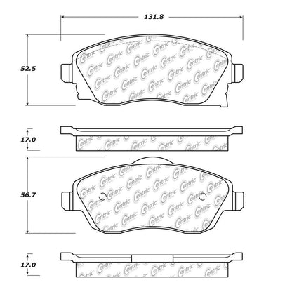 Centric Parts Disc Brake Pad Set Semi-Metallic with Shims for 2002-2008 Chevrolet Corsa and 2004-2018 Tornado 102.11760