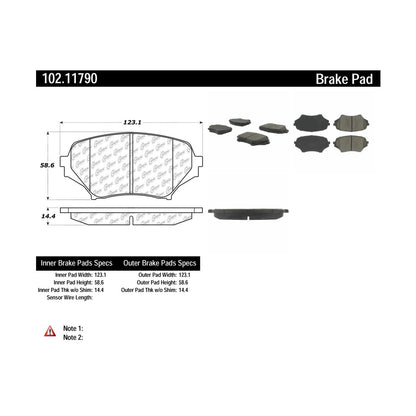 Centric Parts Disc Brake Pad Set Semi-Metallic with Shims for 2006-2015 Mazda MX-5 Miata 102.11790