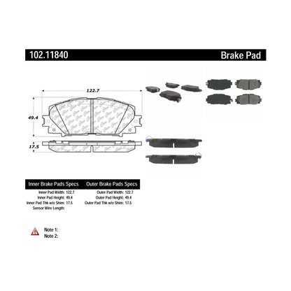 Centric Parts Disc Brake Pad Set Semi-Metallic with Shims for 2013 Scion iQ 2006-2018 Toyota Yaris 102.11840