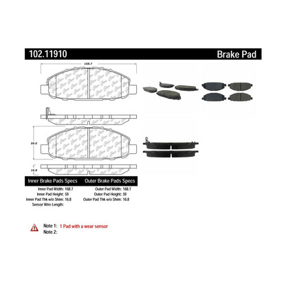 Centric Parts Disc Brake Pad Set Semi-Metallic with Shims for 2002-2012 Nissan Urvan 102.11910