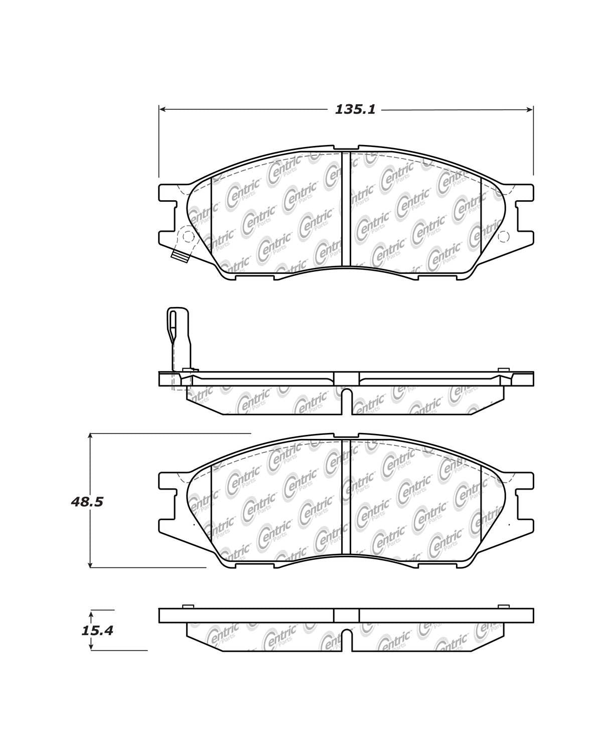 Centric Parts Disc Brake Pad Set Semi-Metallic with Shims for 2011-2013 Renault Scala 102.11930
