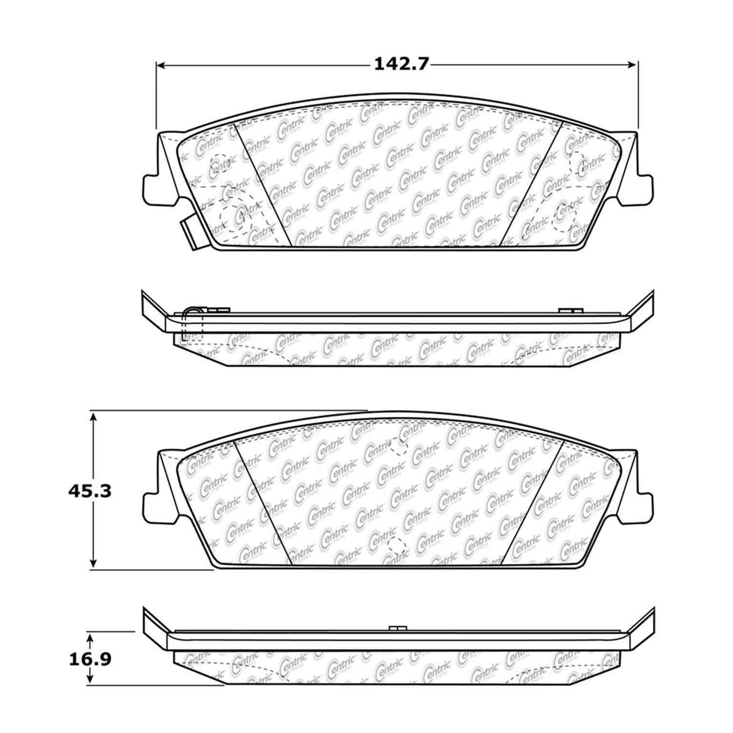 Centric Parts Disc Brake Pad Set Semi-Metallic with Shims for 2007-2014 Cadillac Escalade