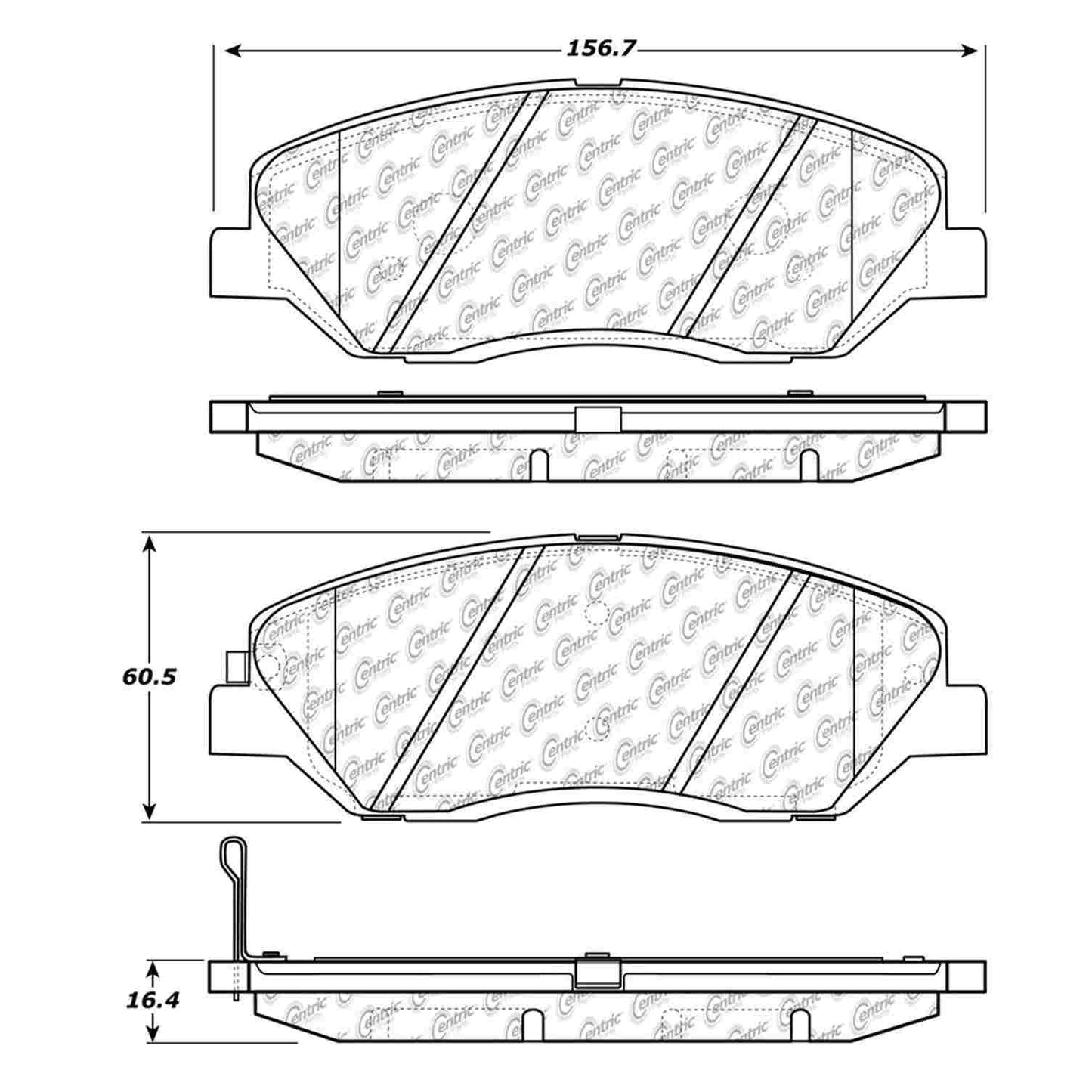 Centric Parts Disc Brake Pad Set Semi-Metallic with Shims for 2007-2009 Hyundai Entourage, 2007-2009 Santa Fe, 2013-2016 Santa Fe XL, 2006-2012 Kia Sedona 102.12020
