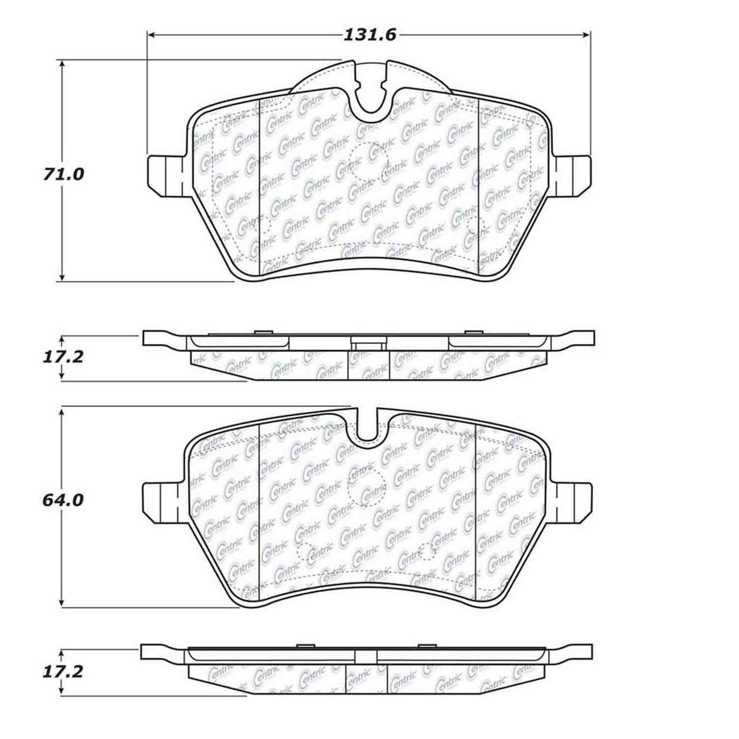 Centric Parts Disc Brake Pad Set Semi-Metallic with Shims for 2006-2014 Mini Cooper, 2011-2016 Cooper Countryman, 2013-2016 Cooper Paceman 102.12040