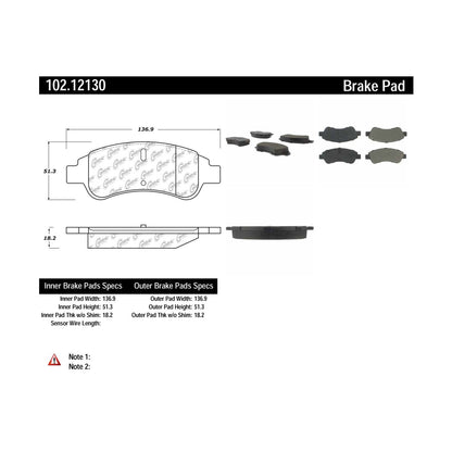 Centric Parts Disc Brake Pad Set Semi-Metallic with Shims for 2013-2017 Peugeot 301 102.12130