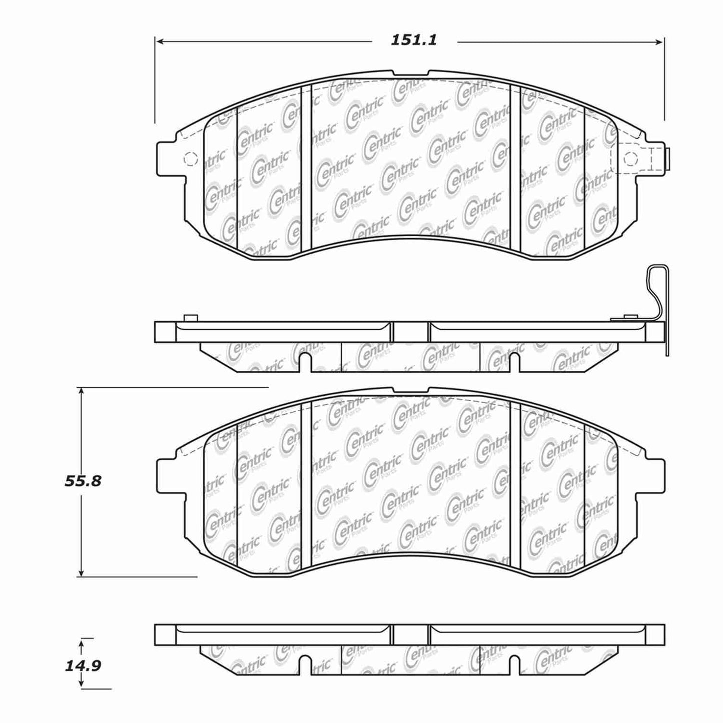 Centric Parts Disc Brake Pad Set Semi-Metallic with Shims 102.12140