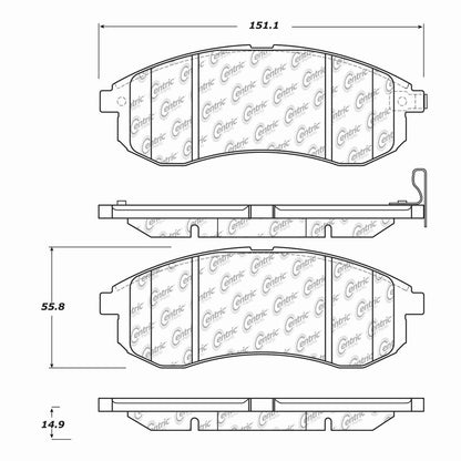Centric Parts Disc Brake Pad Set Semi-Metallic with Shims 102.12140