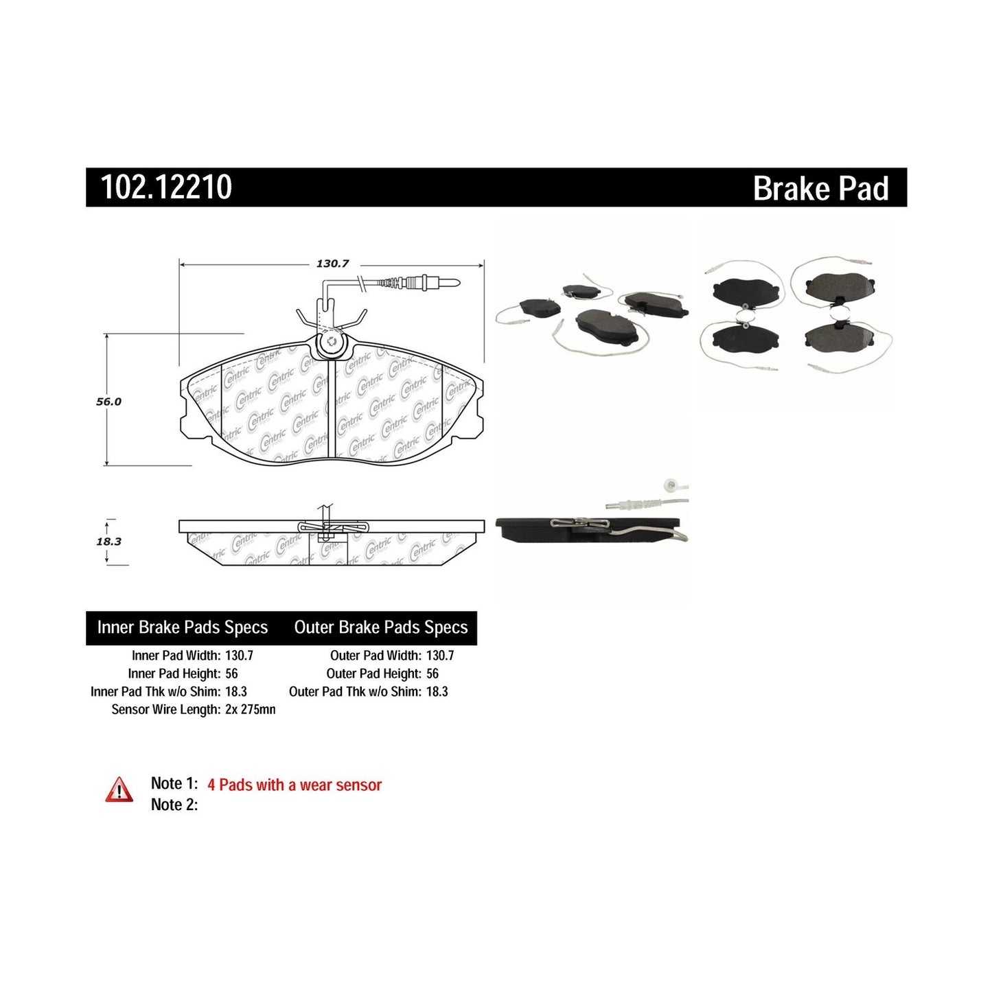 Centric Parts Disc Brake Pad Set Semi-Metallic with Shims for 2000-2005 Peugeot 406 102.12210