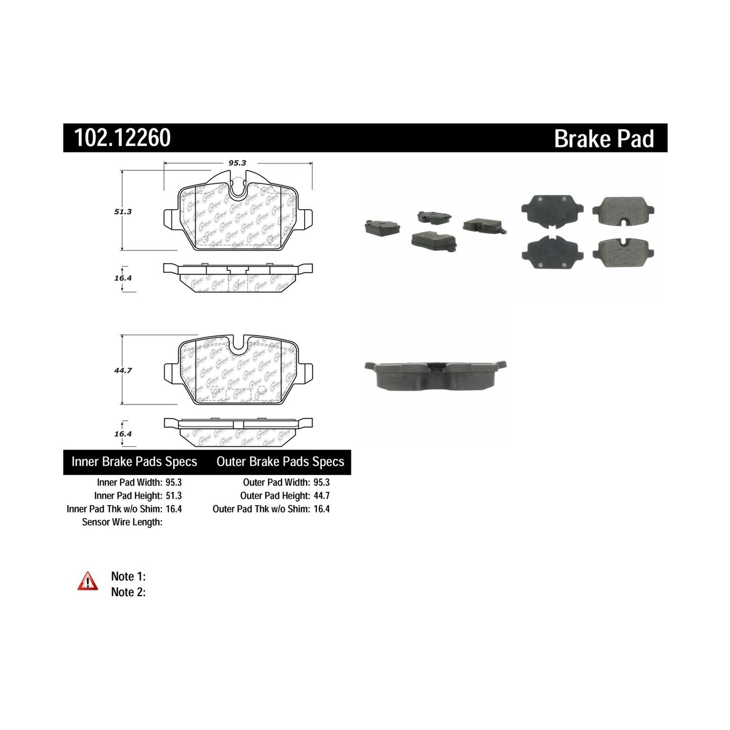Centric Parts Disc Brake Pad Set Semi-Metallic with Shims for BMW 120i 2011 Mini Cooper Countryman 2016-2013 Cooper Paceman 2016-2013 102.12260
