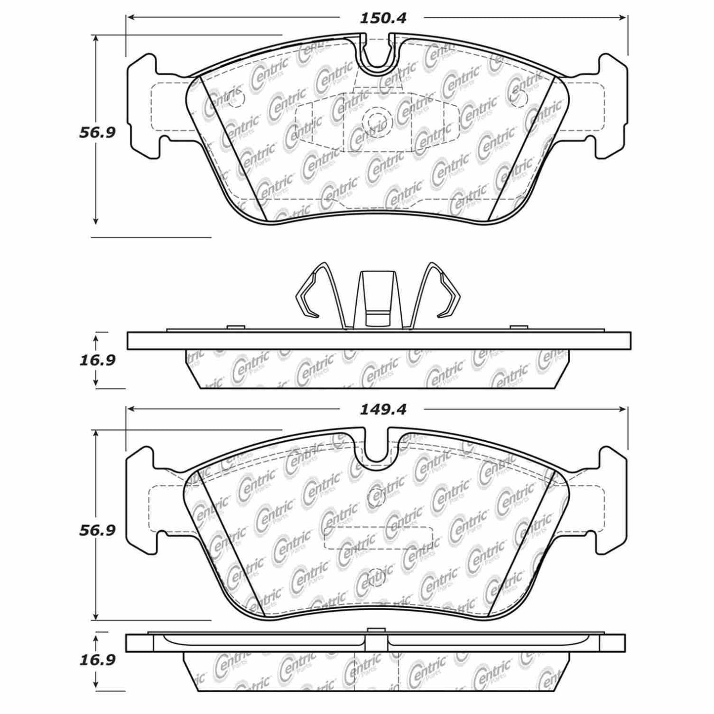 Centric Parts Disc Brake Pad Set Semi-Metallic with Shims for 2011 BMW 120i 102.12280