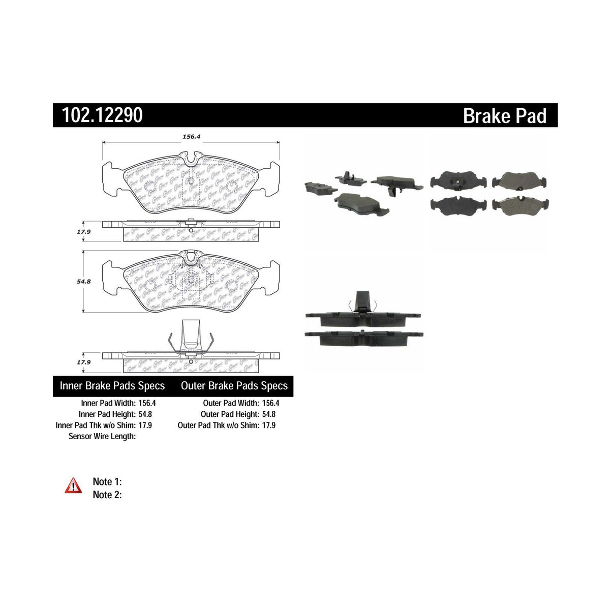 Centric Parts Disc Brake Pad Set Semi-Metallic with Shims for 2002-2006 Dodge Sprinter 2500/3500 and Freightliner Sprinter 102.12290