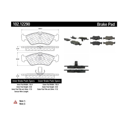 Centric Parts Disc Brake Pad Set Semi-Metallic with Shims for 2002-2006 Dodge Sprinter 2500/3500 and Freightliner Sprinter 102.12290