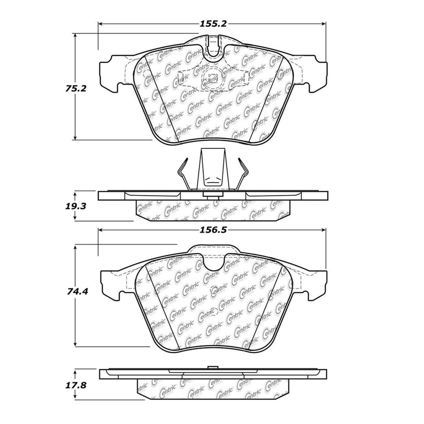 Centric Parts Disc Brake Pad Set C-Tek Semi-Metallic with Shims for Jaguar Super V8 2009-2006