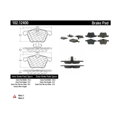 Centric Parts Disc Brake Pad Set C-Tek Semi-Metallic with Shims for Jaguar Super V8 2009-2006
