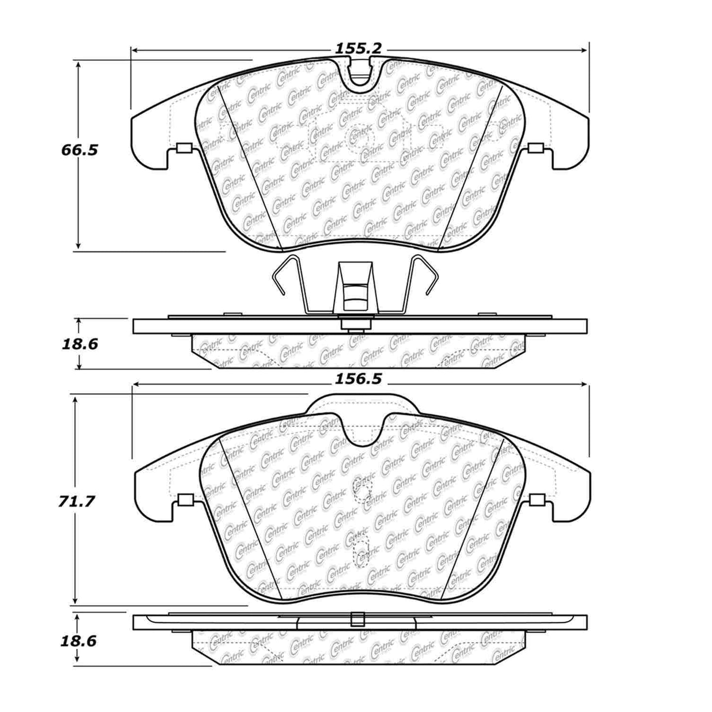 Centric Parts Disc Brake Pad Set C-Tek Semi-Metallic with Shims for 2006-2018 Jaguar, Land Rover and Volvo