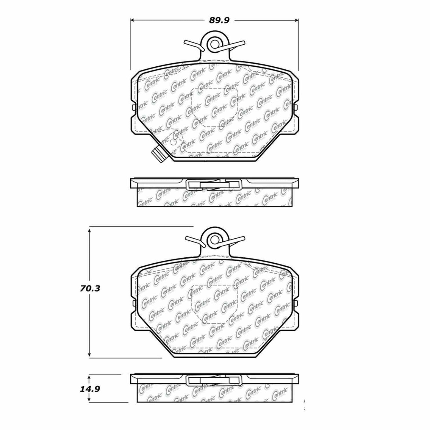 Centric Parts Disc Brake Pad Set Semi-Metallic with Shims for 2004-2015 Smart Cabrio Crossblade Fortwo Roadster 102.12520