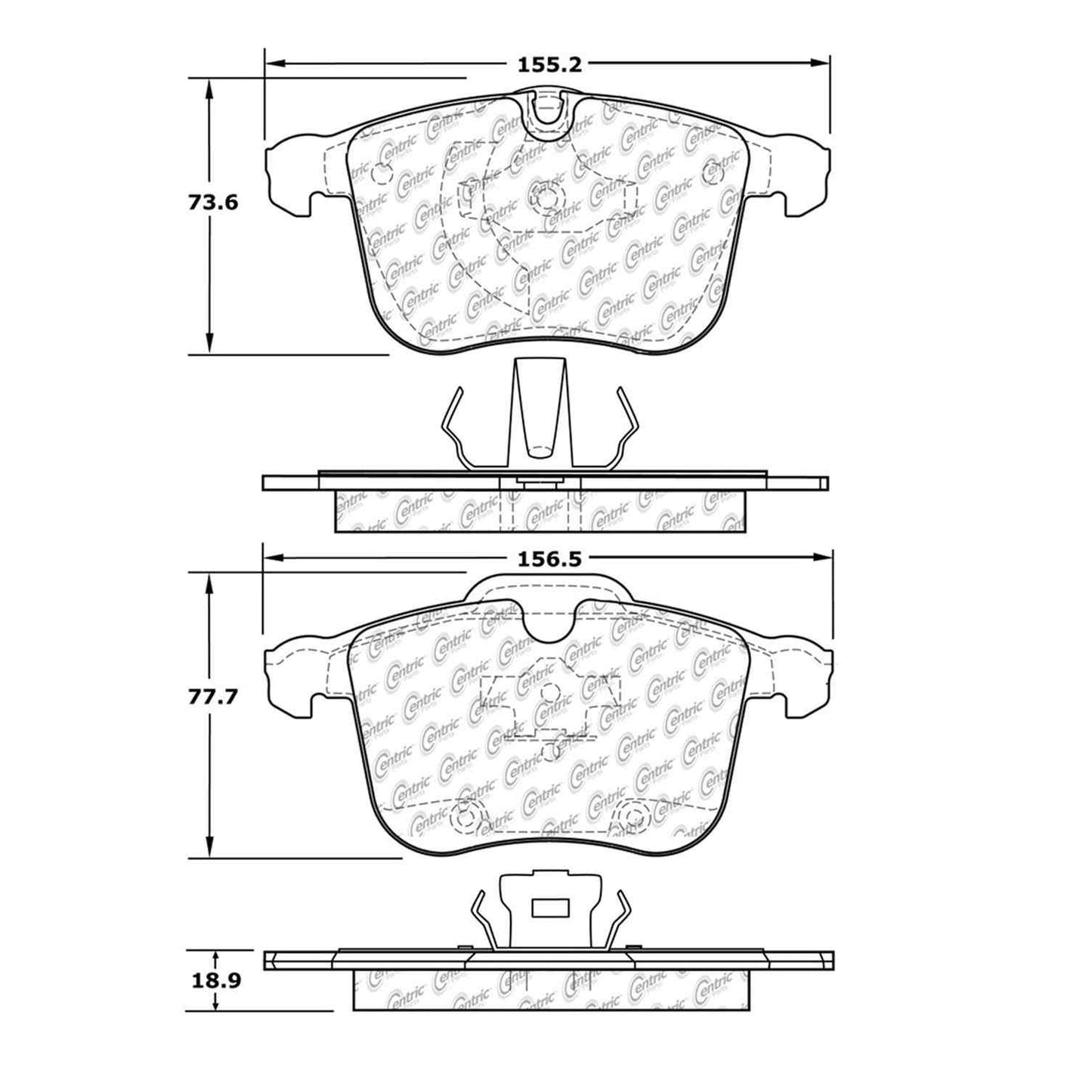 Centric Parts Disc Brake Pad Set Semi-Metallic with Shims for 2007-2008 Cadillac BLS 2011-2006 Saab 9-3 102.12570