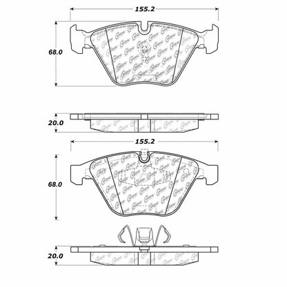 Centric Parts Disc Brake Pad Set Semi-Metallic with Shims for 2006-2015 BMW 323i 325i 328i xDrive 530i 650Ci X1 102.12600