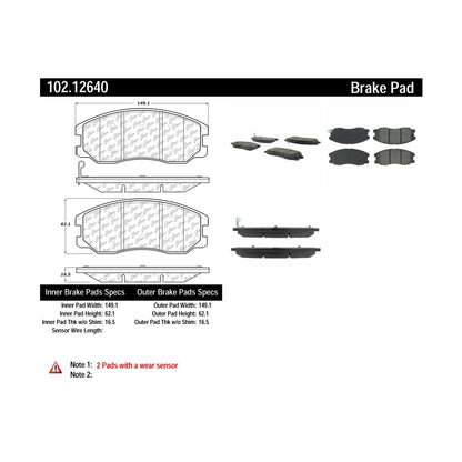 Centric Parts Disc Brake Pad Set Semi-Metallic with Shims for 2007-2015 Chevrolet Captiva Sport Equinox Pontiac Torrent Saturn Vue Suzuki XL-7 102.12640