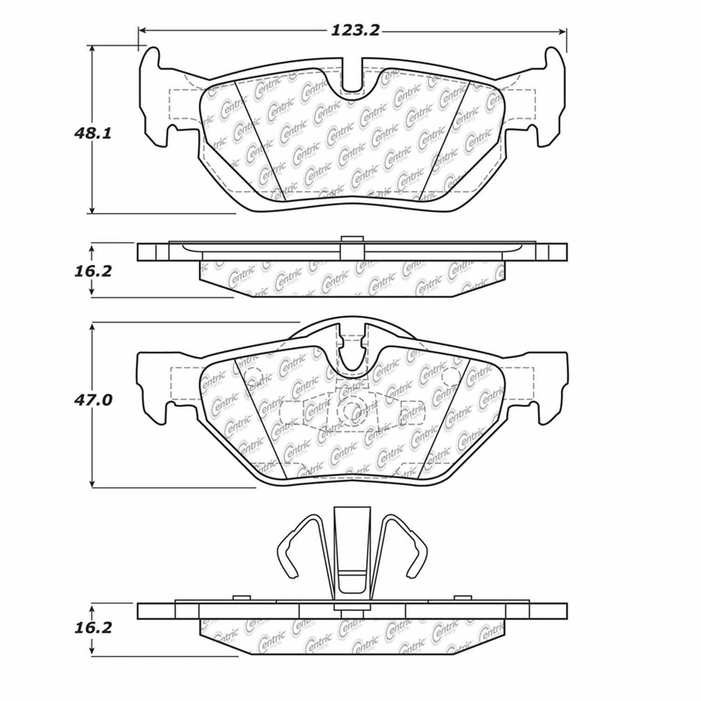 Centric Parts Disc Brake Pad Set Semi-Metallic with Shims for 2006-2015 BMW 120i 125i 128i 130i 323i 325i 328i X1 102.12670