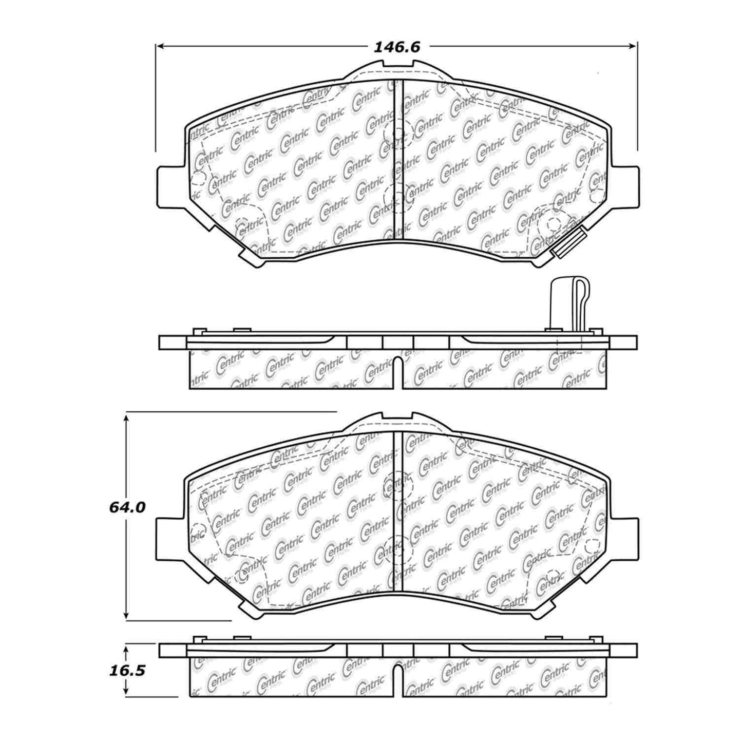 Centric Parts Disc Brake Pad Set Semi-Metallic with Shims 102.12730