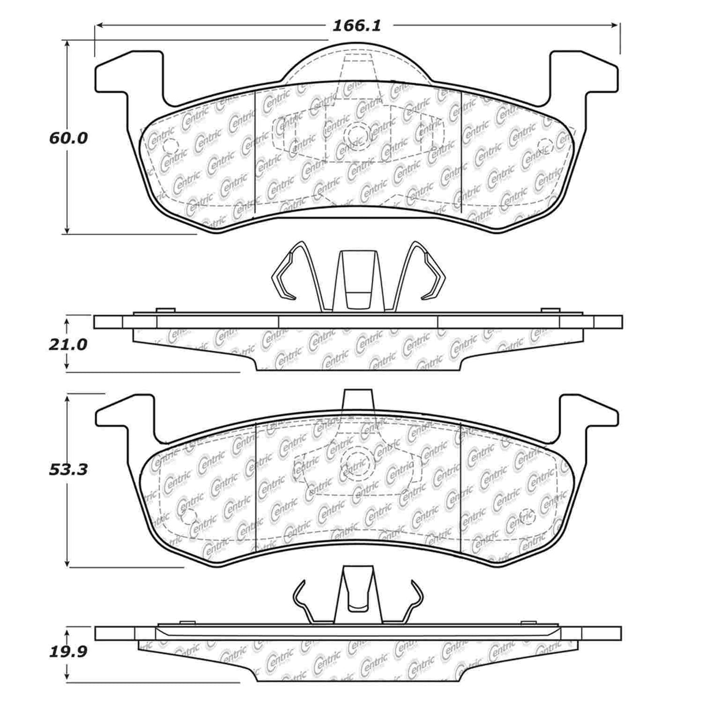 Centric Parts Disc Brake Pad Set Semi-Metallic with Shims for 2007-2017 Ford Expedition, 2013-2019 Lincoln MKT, 2007-2017 Navigator 102.12790