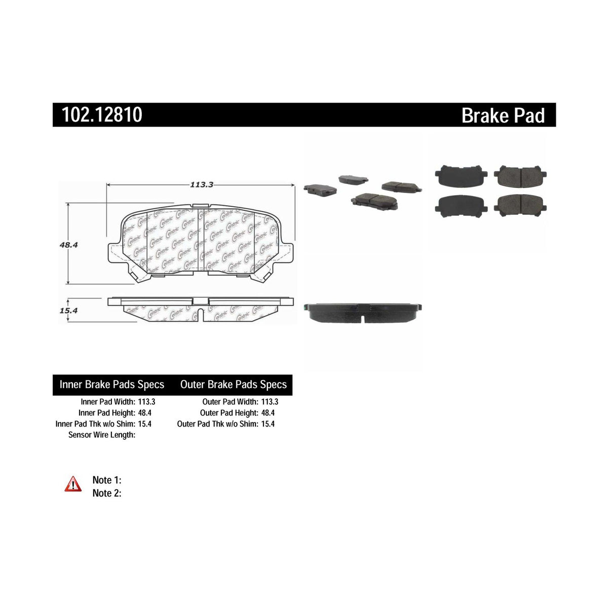 Centric Parts Disc Brake Pad Set Semi-Metallic with Shims for 2007-2013 Acura MDX, 2010-2013 ZDX, 2011-2017 Honda Odyssey, 2009-2011 Pilot 102.12810