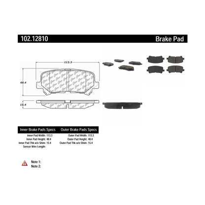 Centric Parts Disc Brake Pad Set Semi-Metallic with Shims for 2007-2013 Acura MDX, 2010-2013 ZDX, 2011-2017 Honda Odyssey, 2009-2011 Pilot 102.12810