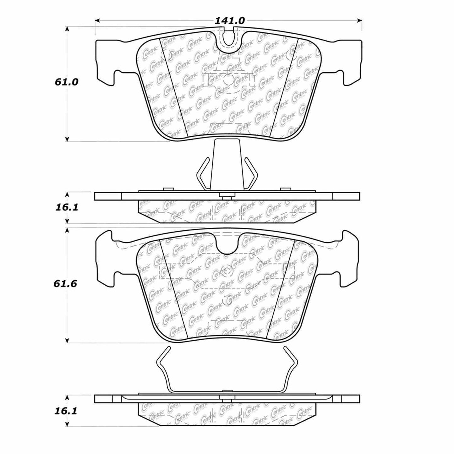 Centric Parts Disc Brake Pad Set Semi-Metallic with Shims for 2008-2014 Mercedes-Benz CL63 AMG, CL65 AMG, ML63 AMG, R63 AMG, S63 AMG, S65 AMG 102.12900
