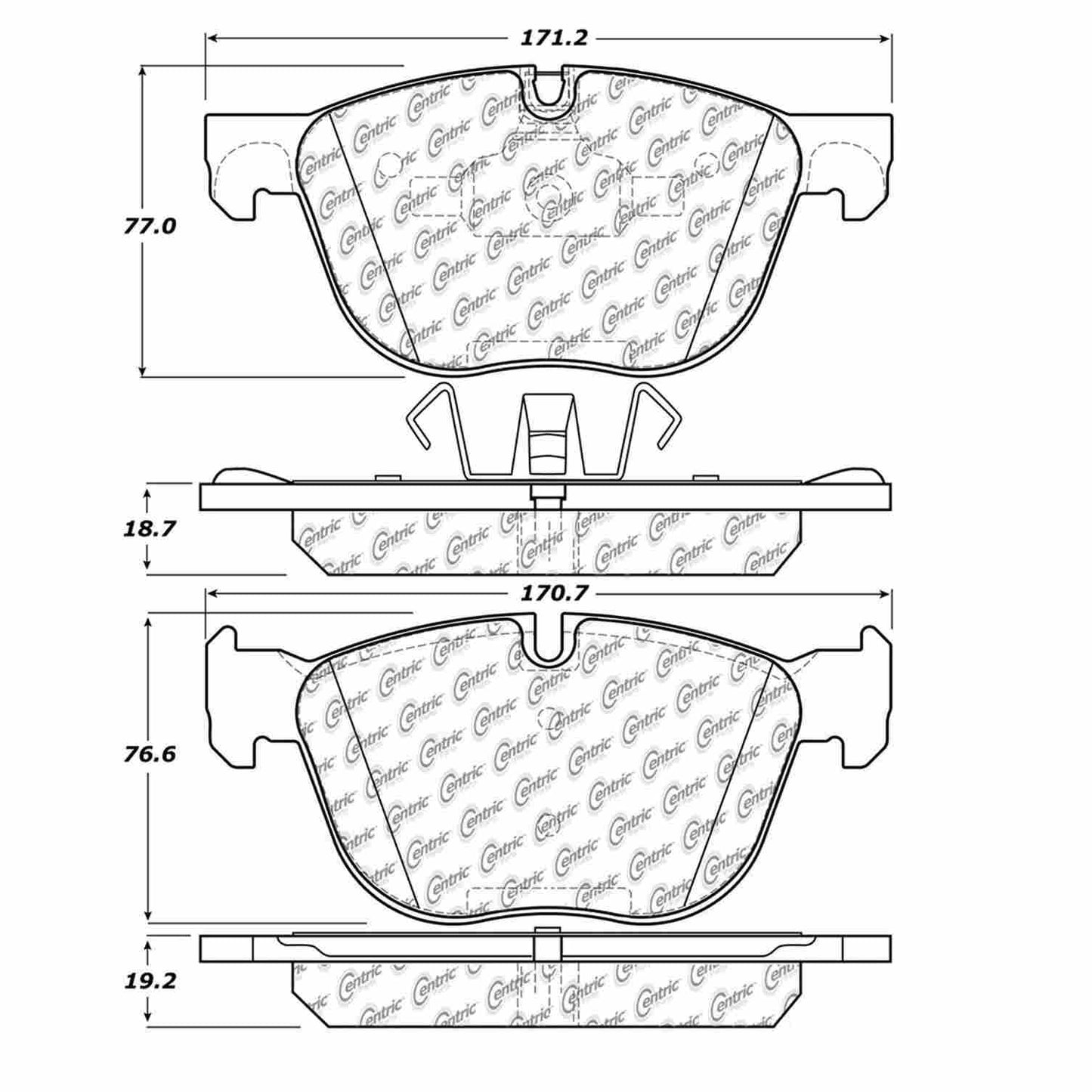 Centric Parts Disc Brake Pad Set Semi-Metallic with Shims for 2016-2018 BMW X4, 2007-2018 BMW X5, 2008-2019 BMW X6 102.12940