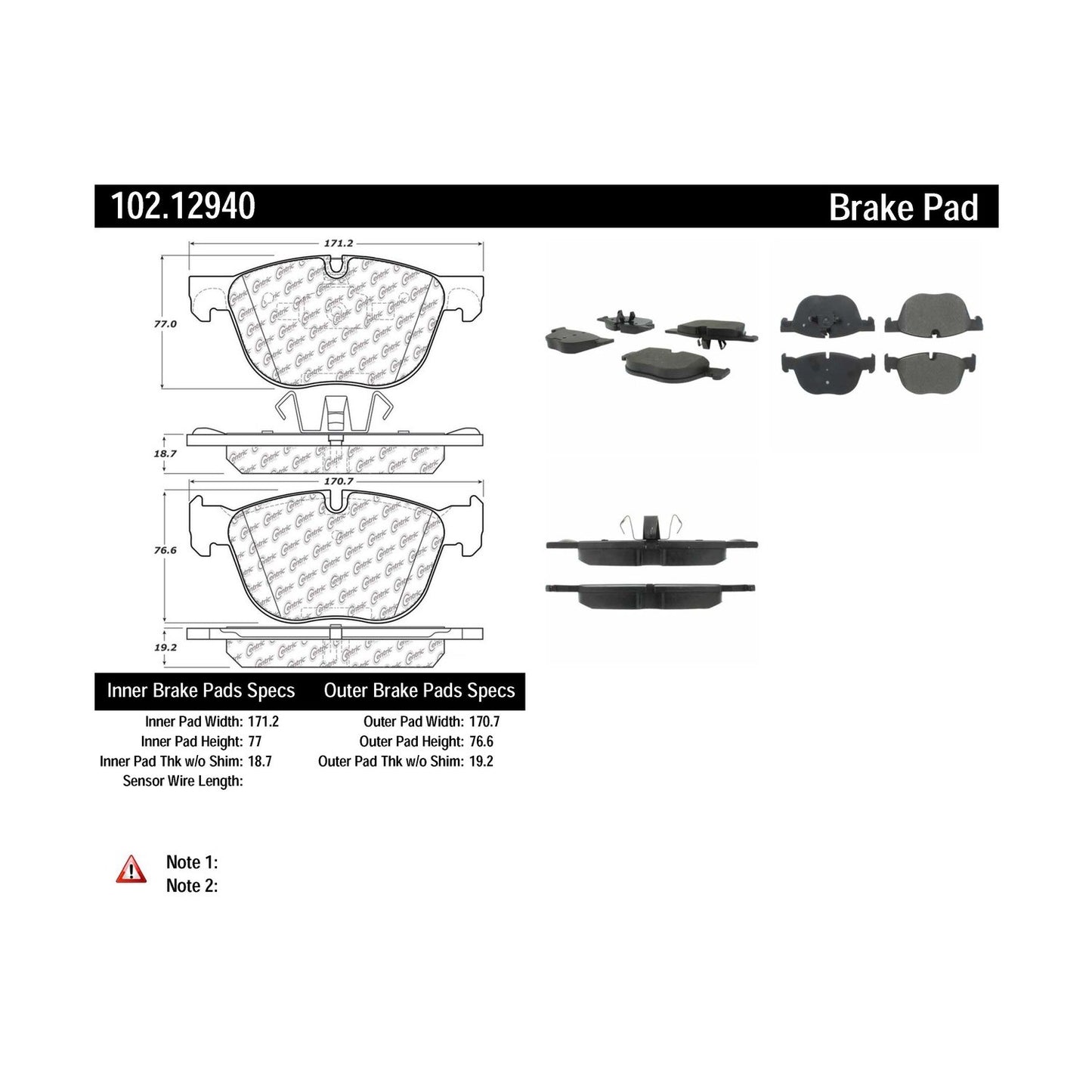 Centric Parts Disc Brake Pad Set Semi-Metallic with Shims for 2016-2018 BMW X4, 2007-2018 BMW X5, 2008-2019 BMW X6 102.12940